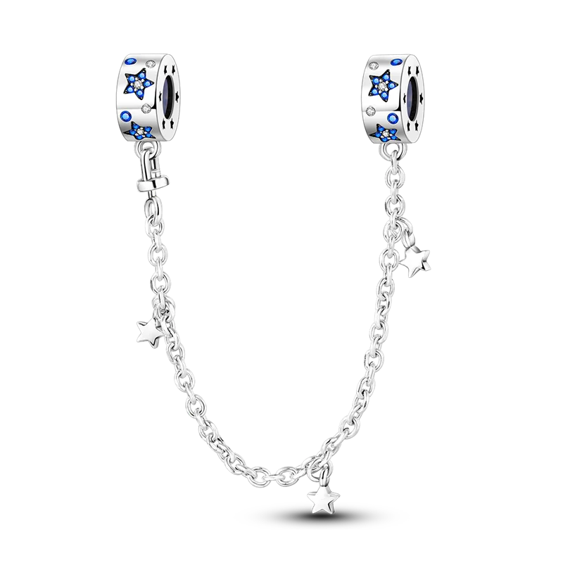 Charm Estrellas Azules Clip Cadena
