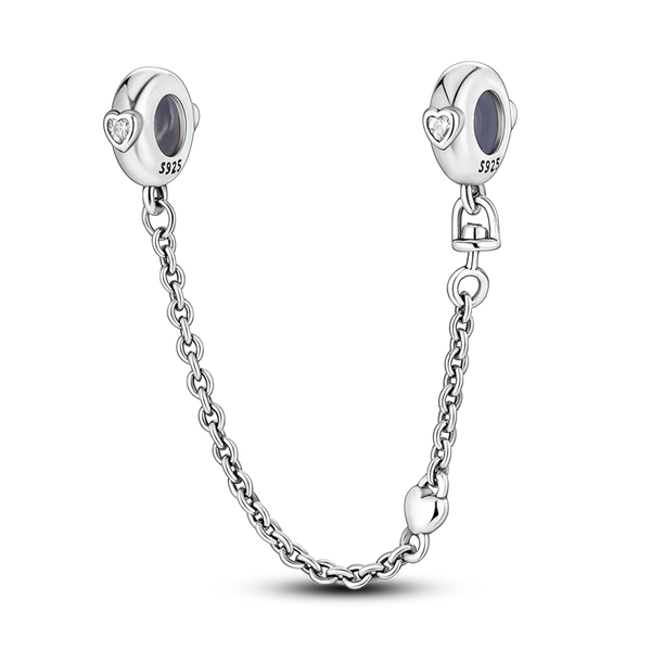 Charm Corazones Plata Cadena Clip