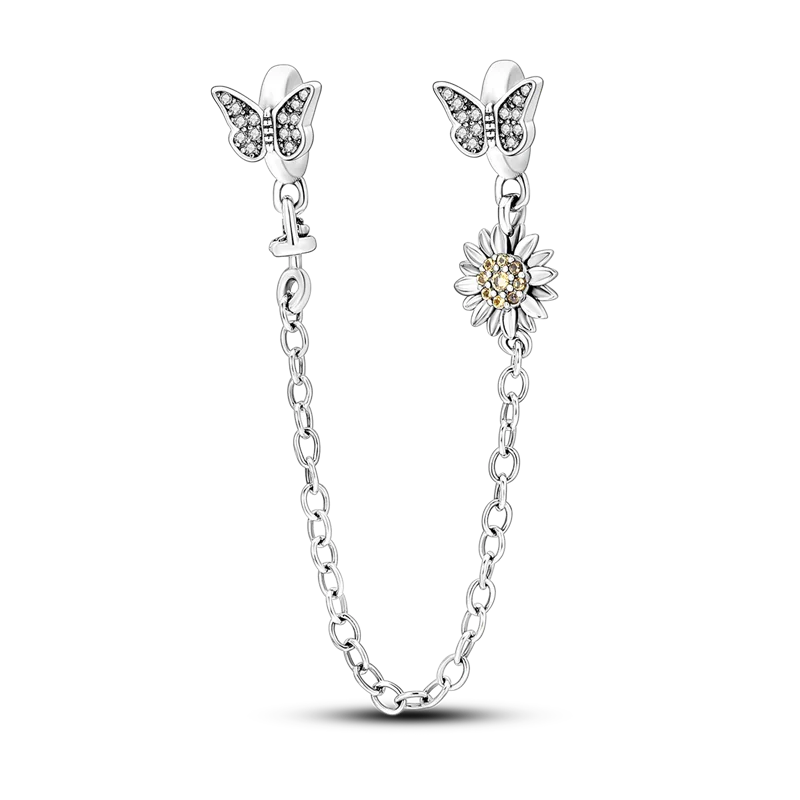Charm Mariposas y Flor Cadena
