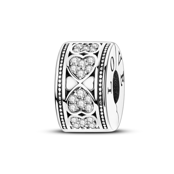 Charm Corazones en Diamentes Clip