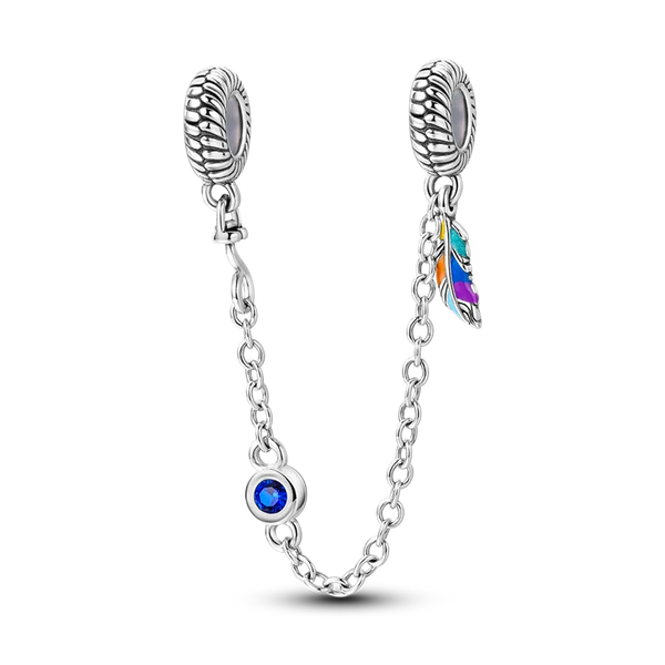 Charm Pluma y Piedra Cadena