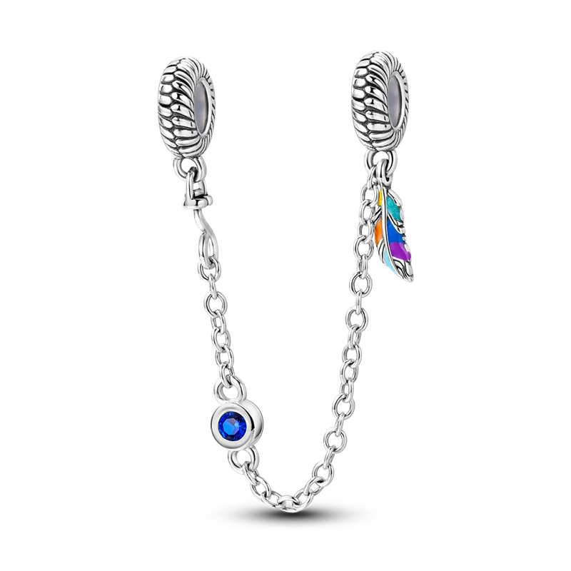 Charm Pluma y Piedra Cadena